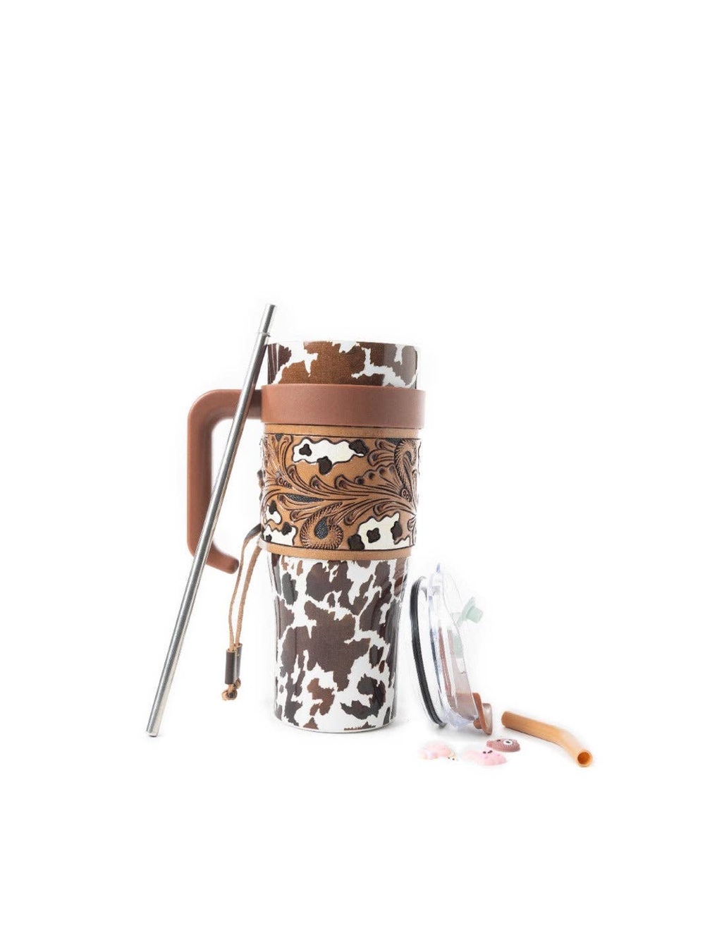 Myra | Wide Wyoming Tumbler In Brown and White - Picture 2 of 7